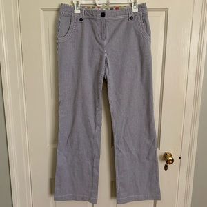 Boden Wide Leg Trousers Seersucker Stripe sz 6